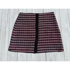 LOFT Multicolor  Tweed Button Detail Zip Skirt Women's Size 4